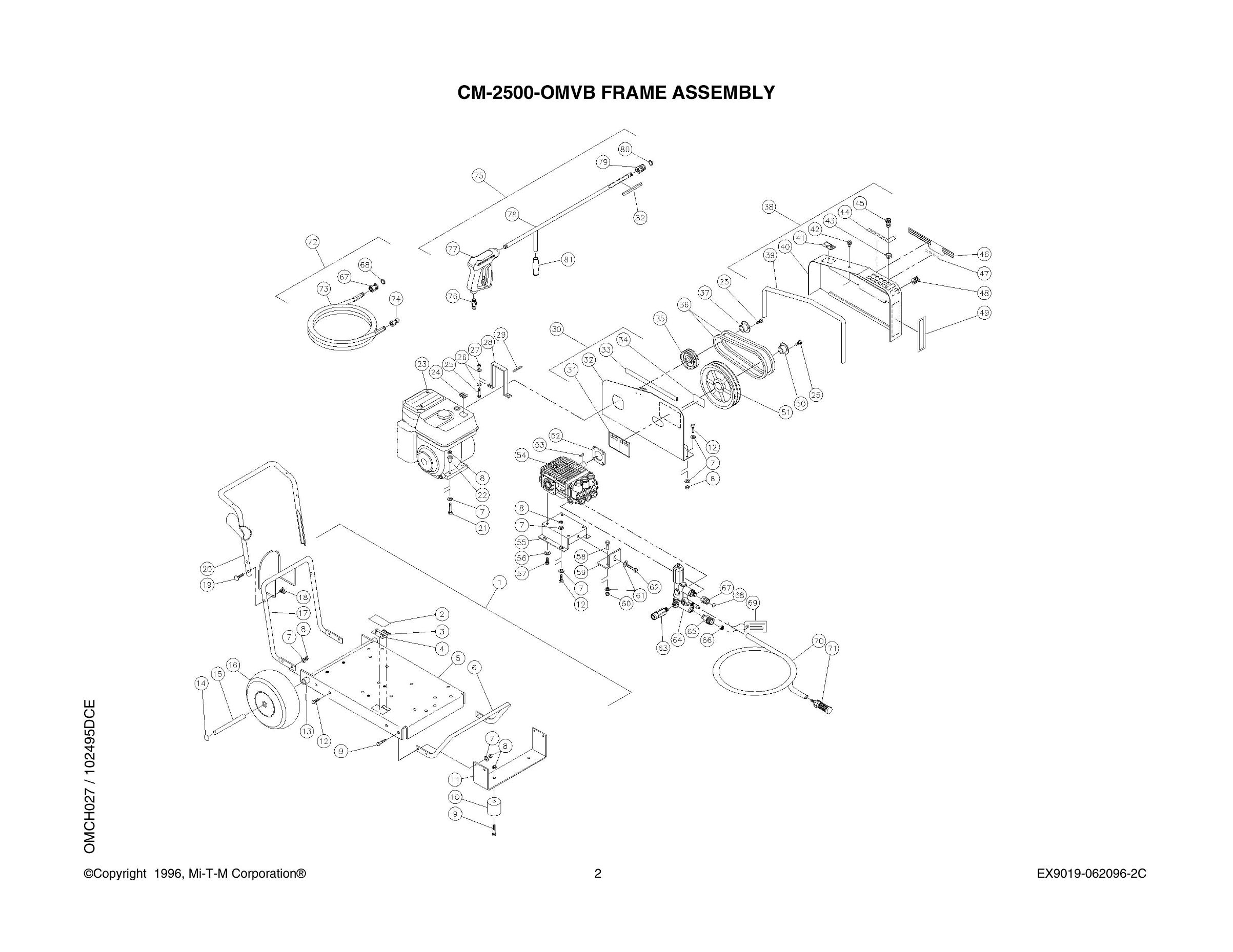 MI-T-M CM-2500-0MVB pressure washer parts, pumps, repair kits, breakdowns and manuals.